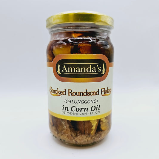 Amanda's Smoked Roundscad Flakes (Galunggong) in Corn Oil 230g