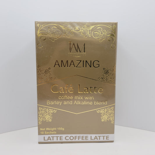 IAM AMAZING Cafe Latte Coffee Mix with Barley and Alkaline Blend