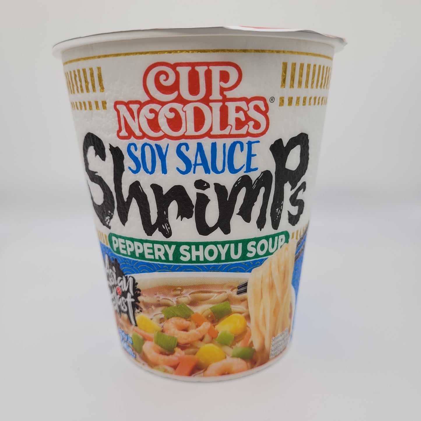 Nissin CUP NOODLES Soy Sauce Shrimps Peppery Shoyu Soup